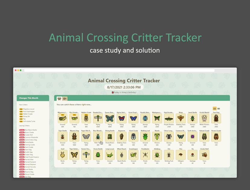 Cove image for Animal Crossing Critter Tracker